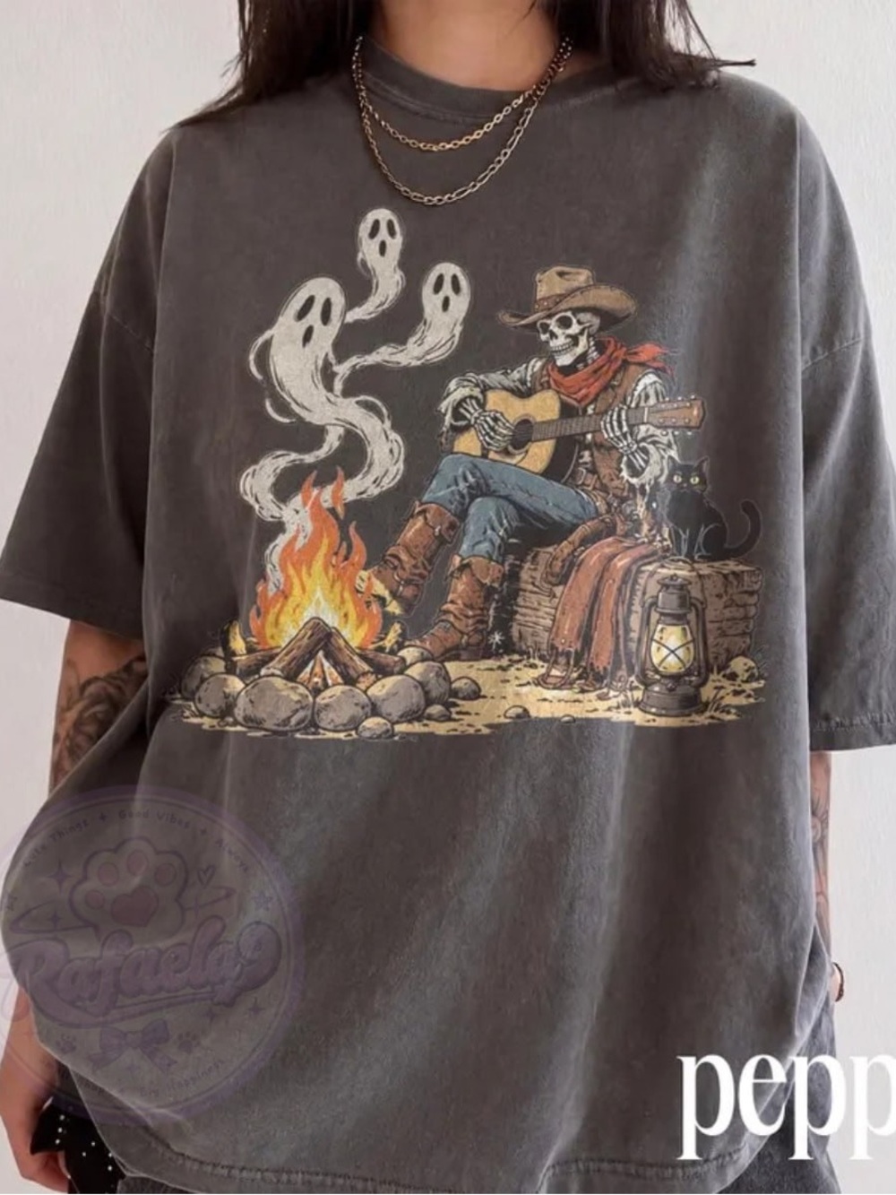Comfort Colors Skeleton Cowboy Campfire Graphic T-Shirt